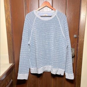Faherty Beach Terry Crewneck Whitewater Blue Sweatshirt Size CL EUC